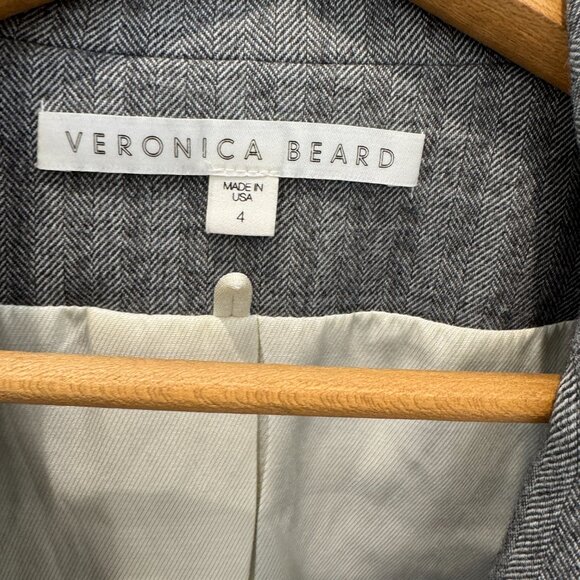 Veronica Beard Herringbone Blazer Gray Size 4 - Picture 5 of 15
